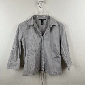 Club Monaco Grey Button Down Shirt with Tie Waist